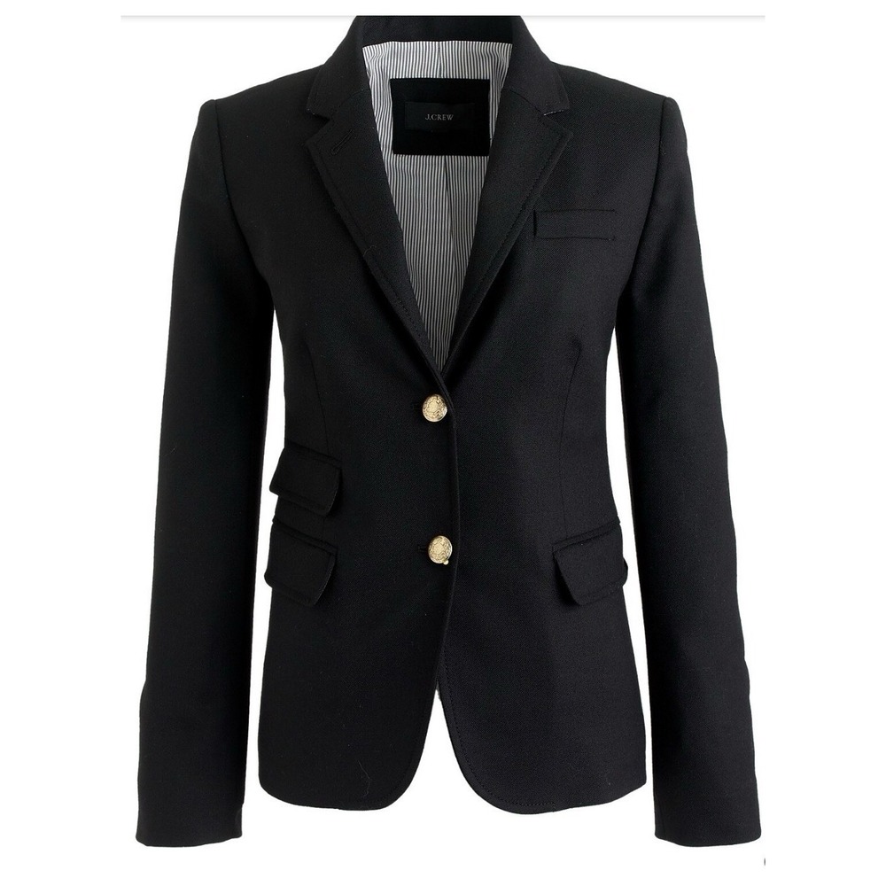 SOLD 
J.Crew Schoolboy Women's Blazer SZ 2 Black Gold Button Wool Preppy
